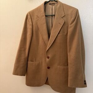 Bill Blass Vintage Blazer Mens 100% Camel Hair  Made In US Sz M 20In Pit To Pit